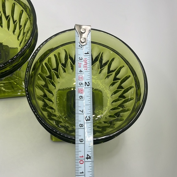 Set of 2 Vintage Green Champagne or Sherbet Goblets,  Mt Vernon by Indiana Glass - Picture 5 of 7